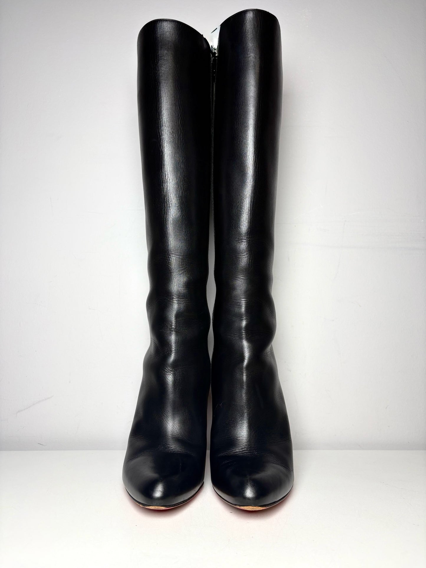W Shoe Size 40.5 Christian Louboutin Pumppie Black Leather Pre-owned Boots