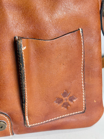 Women's Patricia Nash Saddle Bag Painted Flowers Vint Leather Pre-owned Caramel
