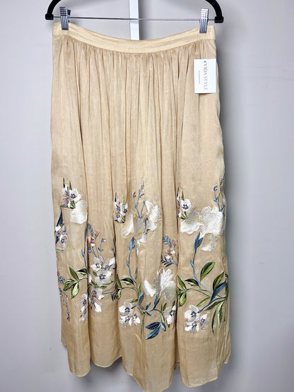 Women Size 10 Christy Lynn Tan Embroidered Skirt