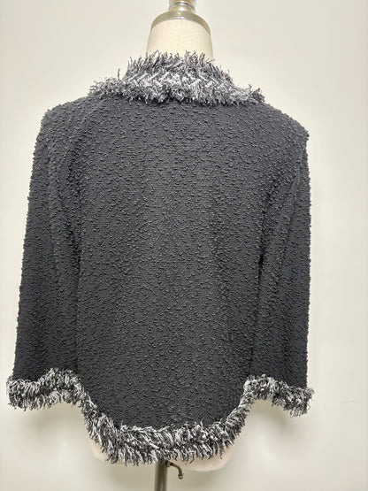 Women Size 8 St. John Black Wool Blend Boucle Jacket