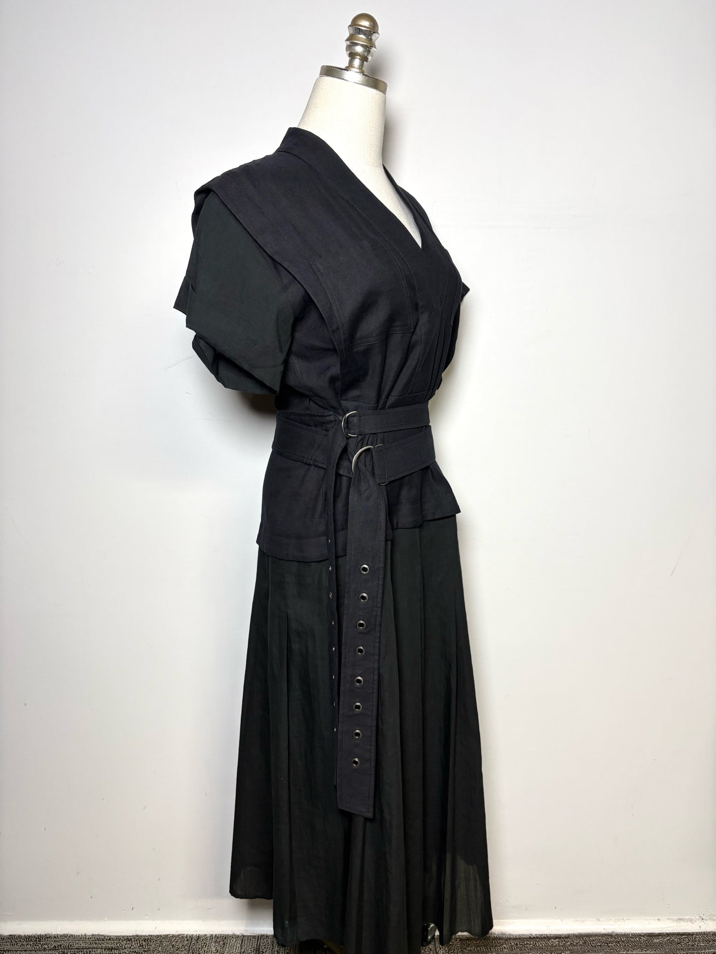Women Size 8 (M) SEA New York Black Double Belt Cotton Pre-owned Dress