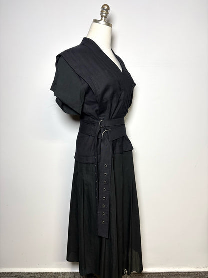 Women Size 8 (M) SEA New York Black Double Belt Cotton Pre-owned Dress