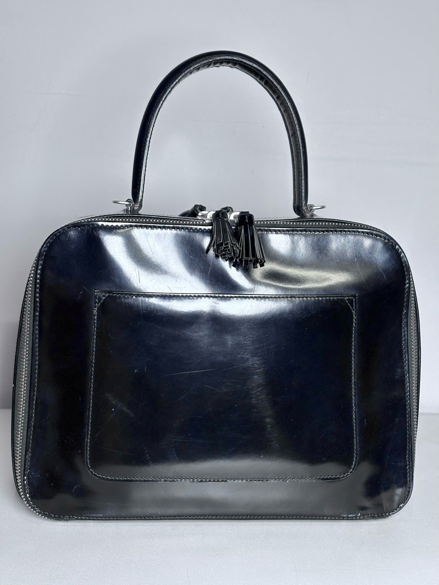 Anya Hindmarch London Solid Vintage Pre-owned Black Patent Purse