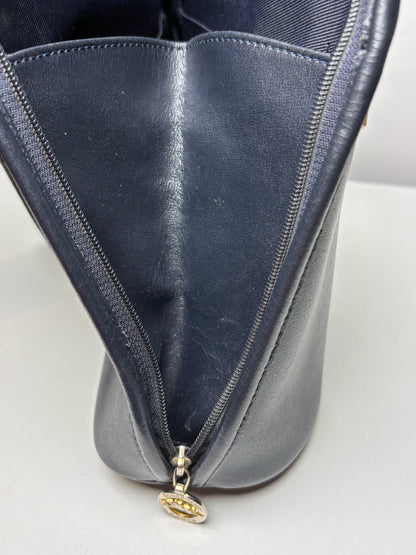 Women's Longchamp Roseau Navy Vintage Leather Pre-ownedl Medium Purse