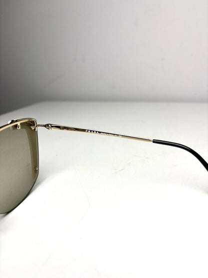Women's Prada Absolute Ornate PR 59VS Black & Gold Pre-Owned Oversized Sunglasses
