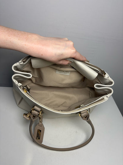 Women's Misuri Firenze Bone Neutral Hand-Stitched Italian Leather Pre-Owned Satchel Bag