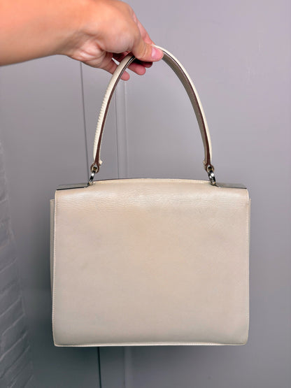 Salvatore Ferragamo Solid Bone Saffiano Gancini Purse