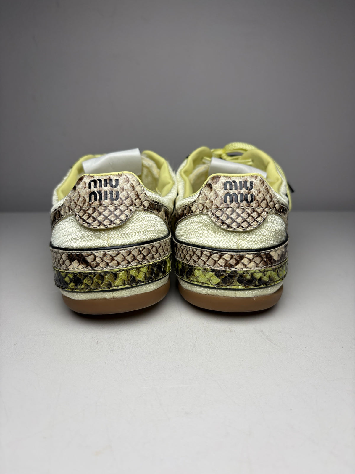 Women's Shoe Size 39 Miu Miu Gymnasium Green Technical Fabric Python Print Pre-Owned Sneakers