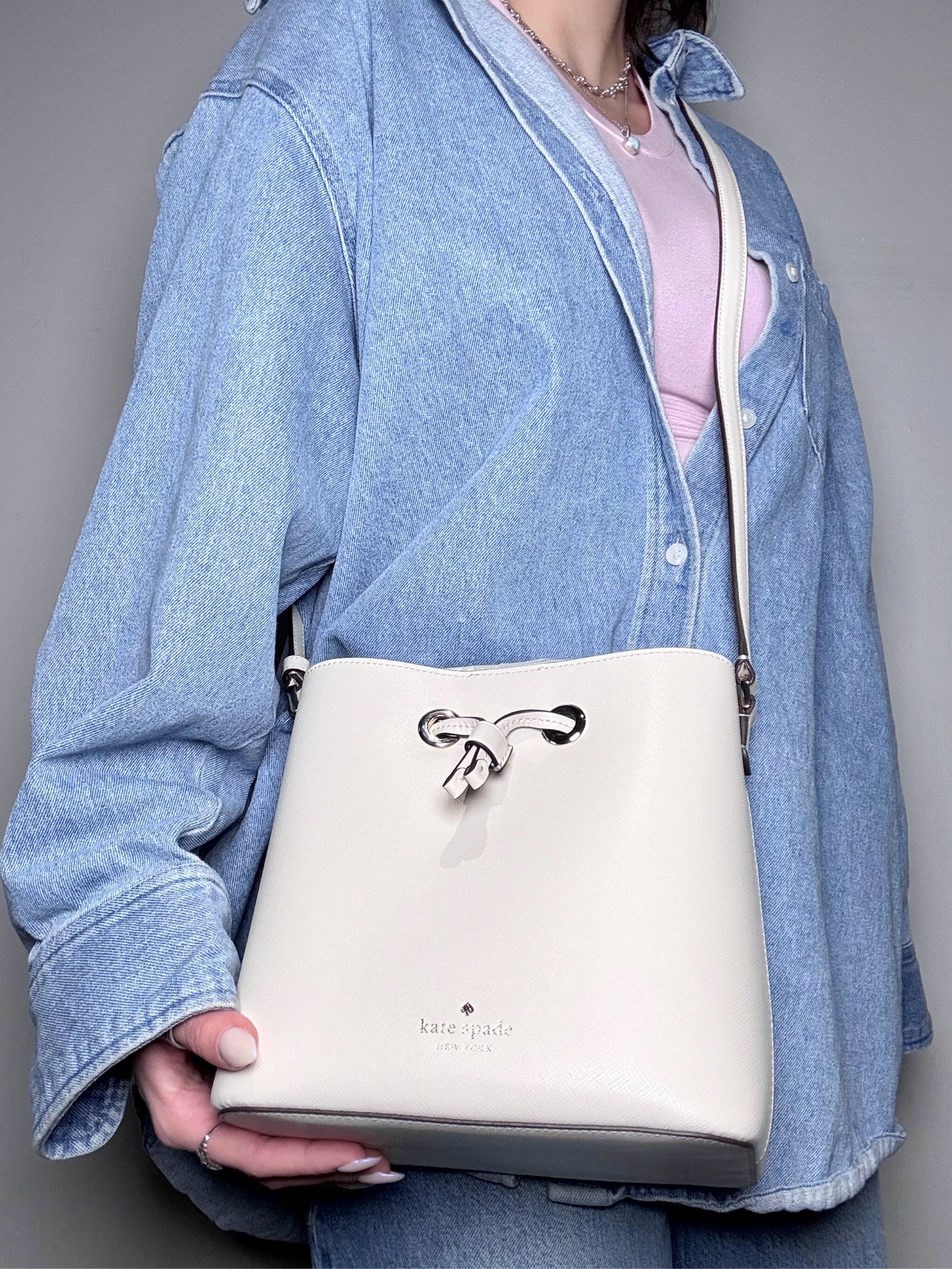 Kate Spade New York Sadie Saffiano Leather NWT Bone Saffiano Purse, Pre-owned