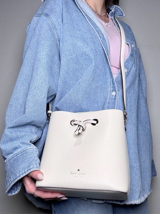 Kate Spade New York Sadie Saffiano Leather NWT Bone Saffiano Purse, Pre-owned