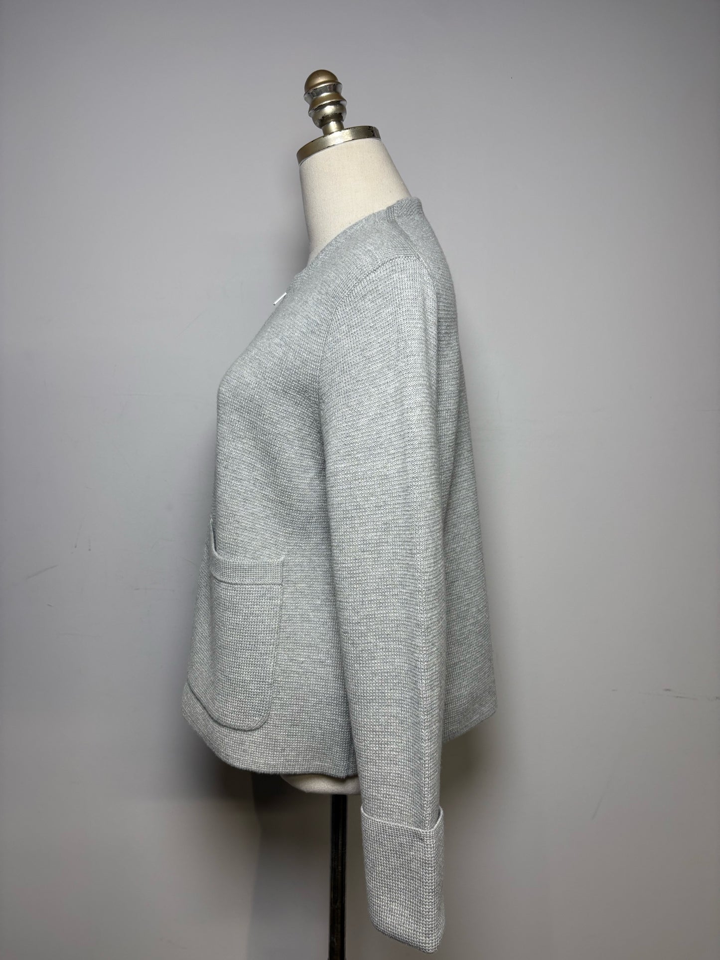 Women Size XS J.Crew 365 Light Gray Waffle Knit Cotton Wool Blend Pre-Owned Sweater