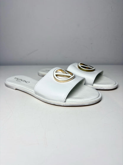 W Shoe Size 8 Mario Valentino White Leather Cowhide Women's Sandals
