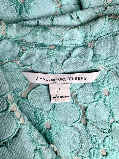 Women Size 4 Diane Von Furstenberg Blue Lace Dress