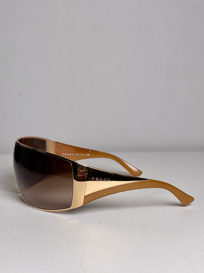 Prada Pre-owned Gold Shield SPR 57H Eyewear