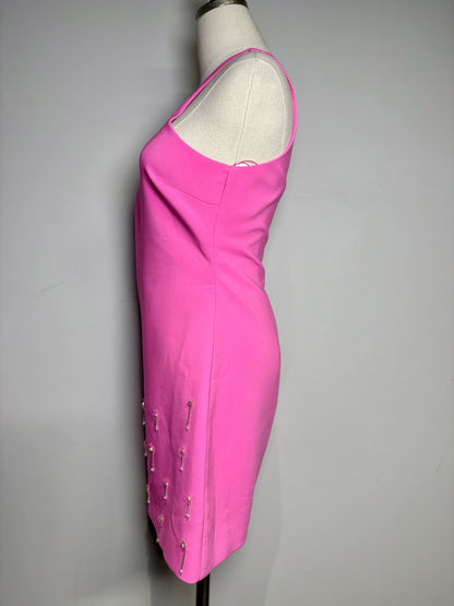 Women Size 6 Likely Hot Pink Solid Polyester Blend Women's Polyester Blend Dress