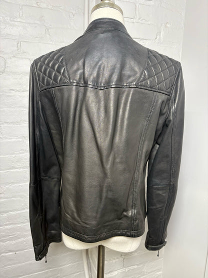 Women Size 10 All Saints Black Quilted Leather Jacket