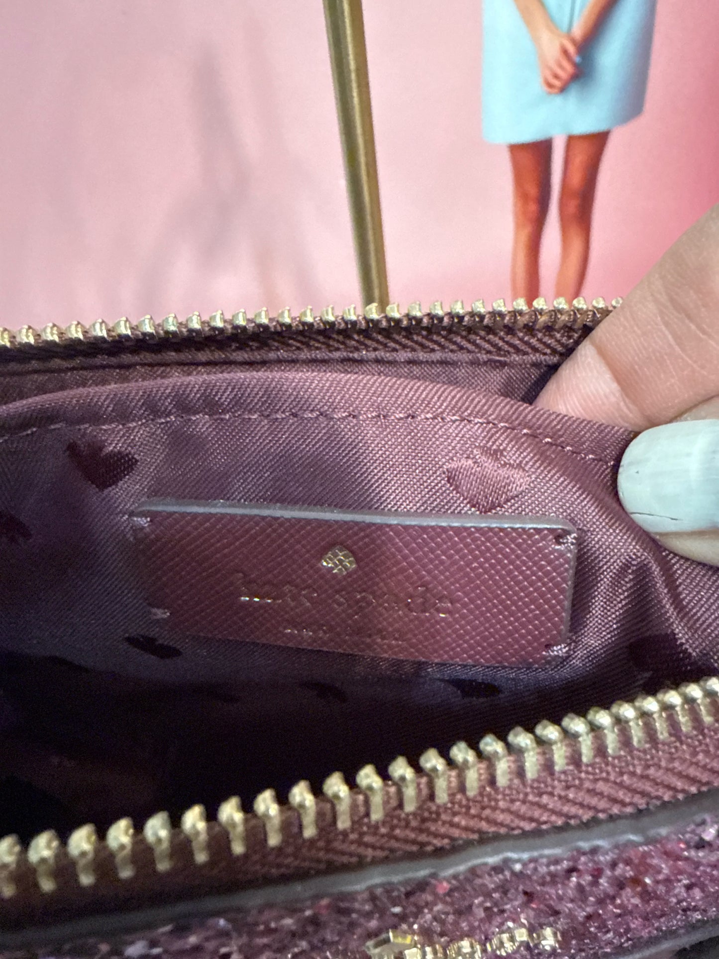 Kate Spade New York Solid w/Glitter Saffiano Leather Satchel Bag