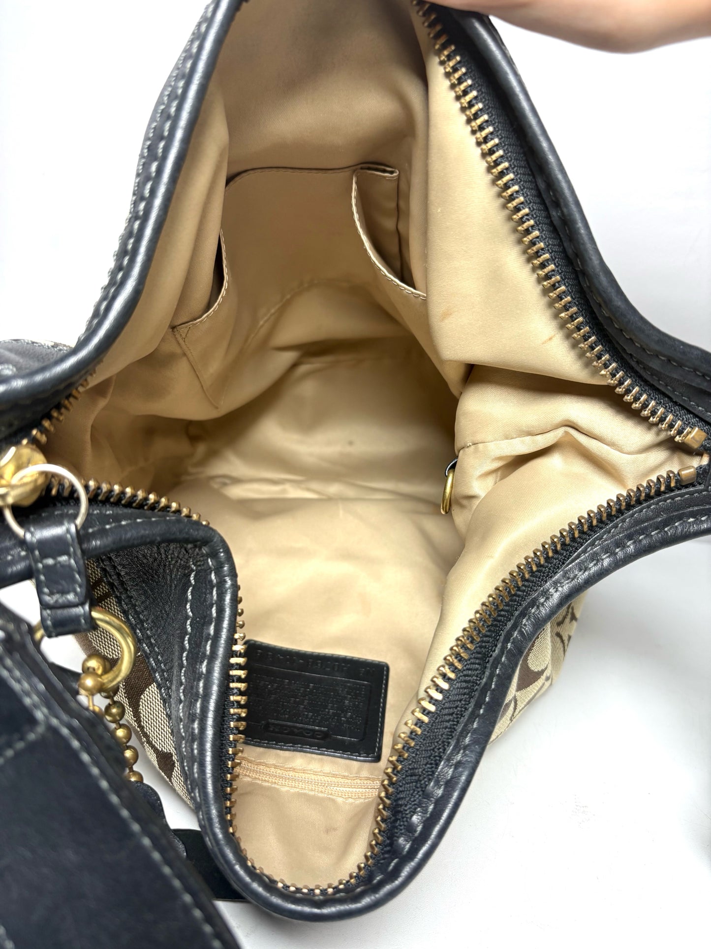Women's Coach Bleecker Signature 11438 Brown Canvas Vintage Pre-Owned Medium Bucket Bag