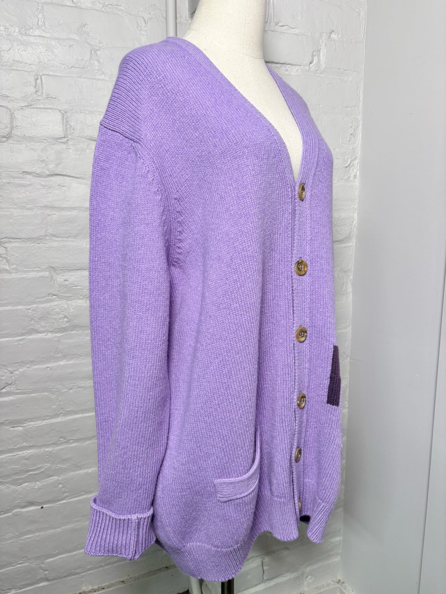 Women Size XL Marc Jacobs Purple Knitted 100% Wool Sweater