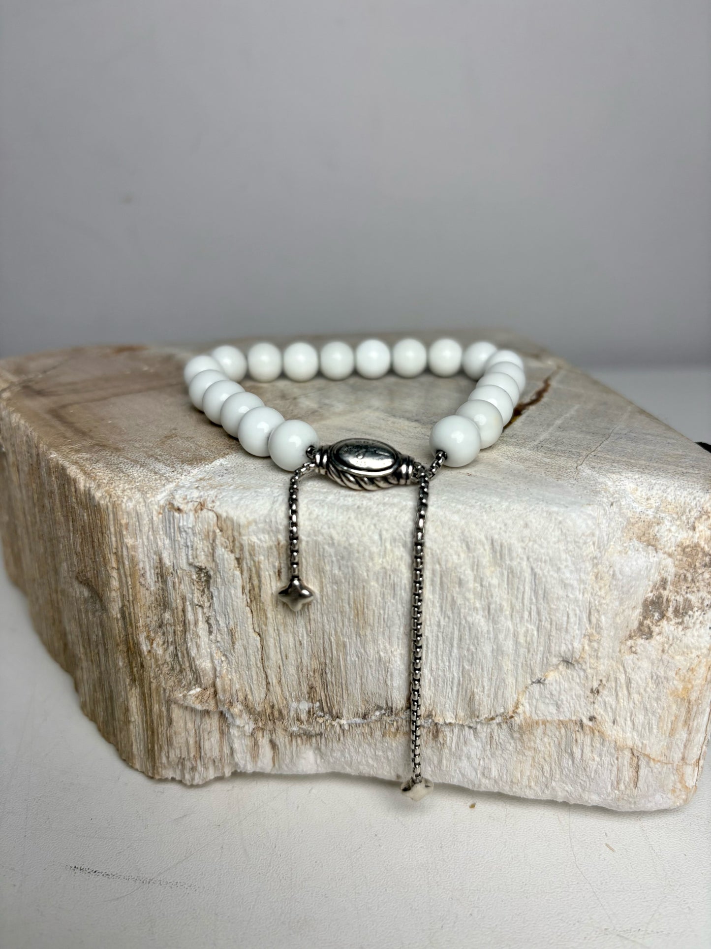Authentic David Yurman Beads Pre-owned White Agatte Spiritual Beads Bracelet