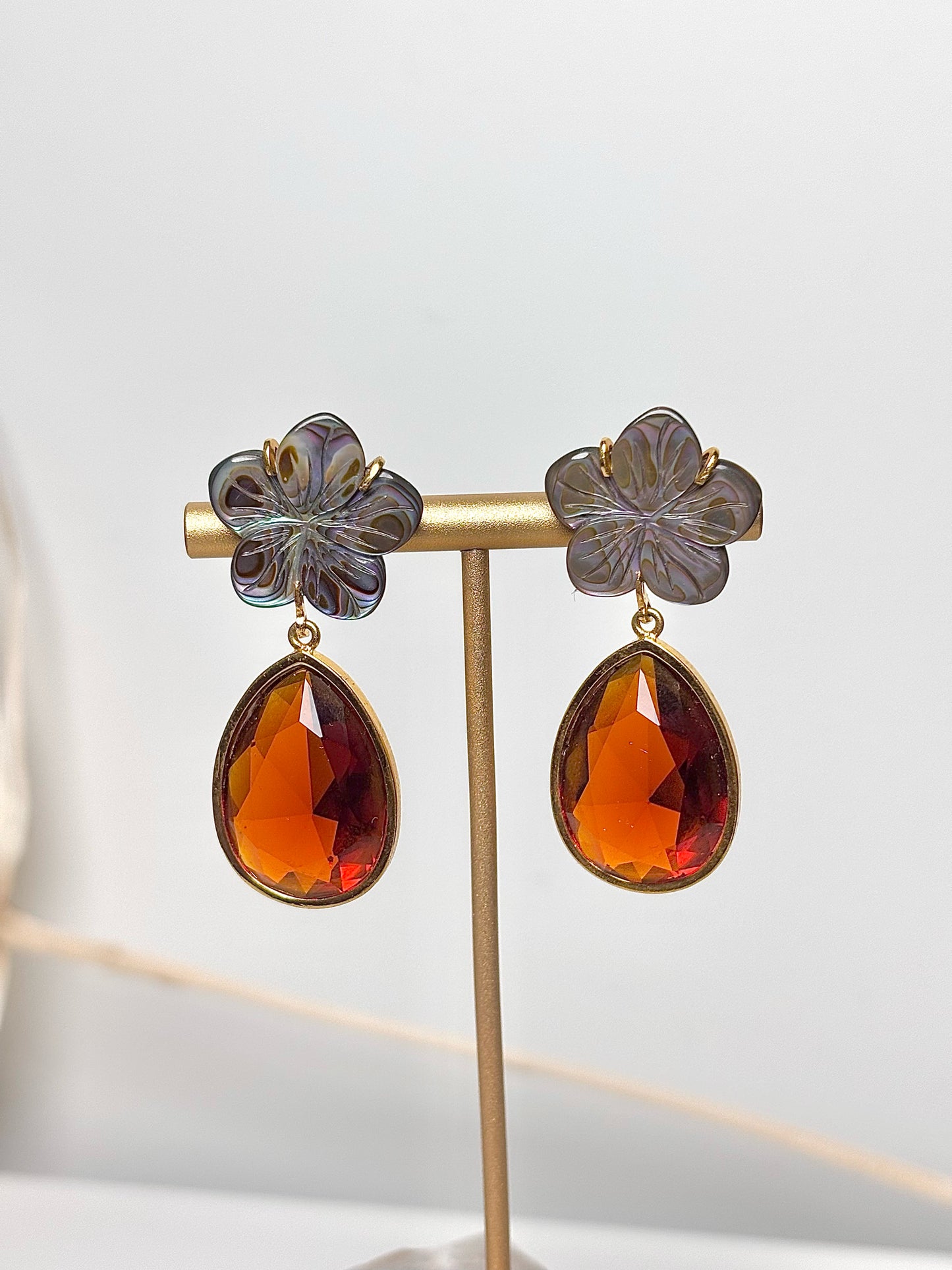 Lizzie Fortunato Garnet Stone 10K Gold Plated Earrings