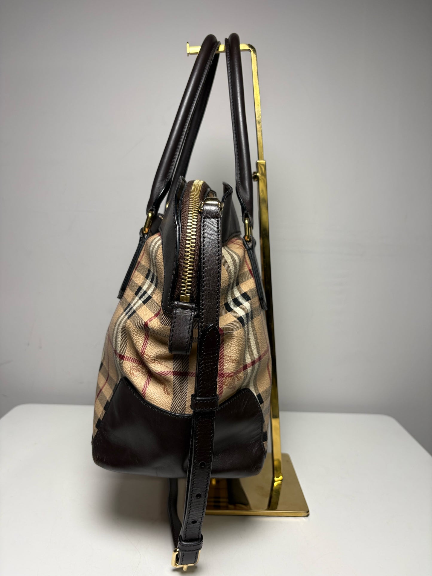 Women's Burberry Primrose Haymarket Check Coated Canvas & Leather Pre-Owned Purse
