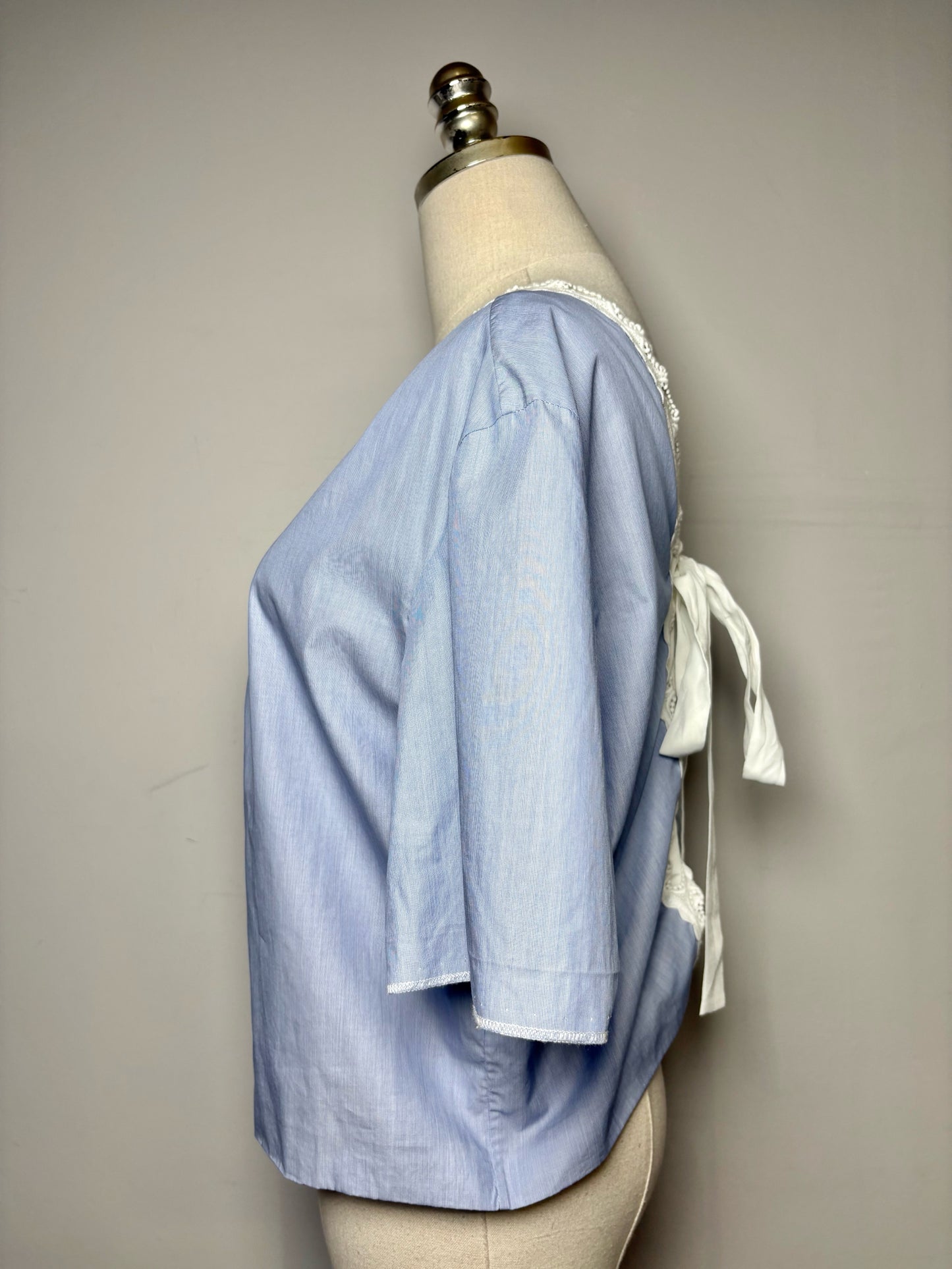 Women Size S/M Sandro Blue, White Mini Stripe Pure Cotton Pre-owned Blouse