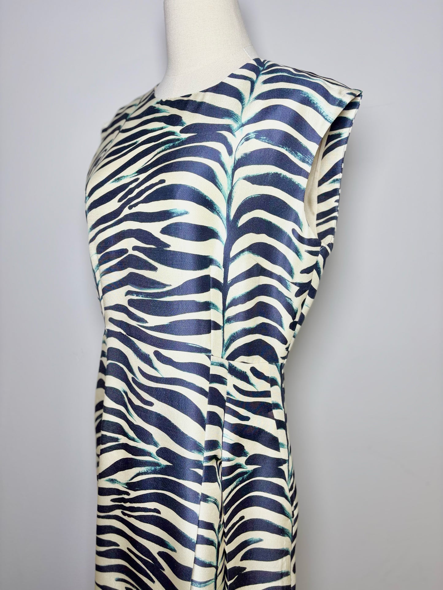 Women Size L Odeeh Multi-Color Zebra Stripes Silk, Wool NWT Dress
