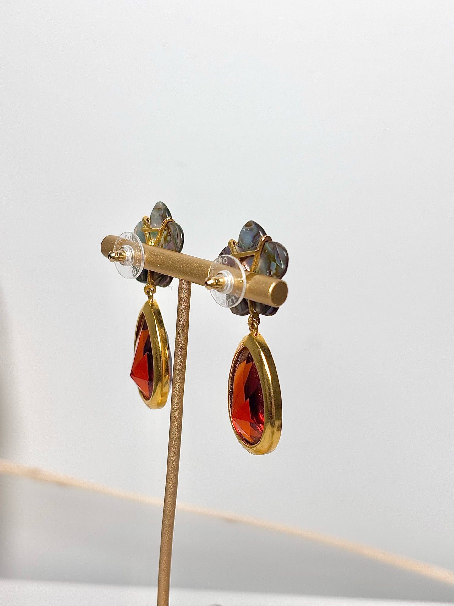 Lizzie Fortunato Garnet Stone 10K Gold Plated Earrings