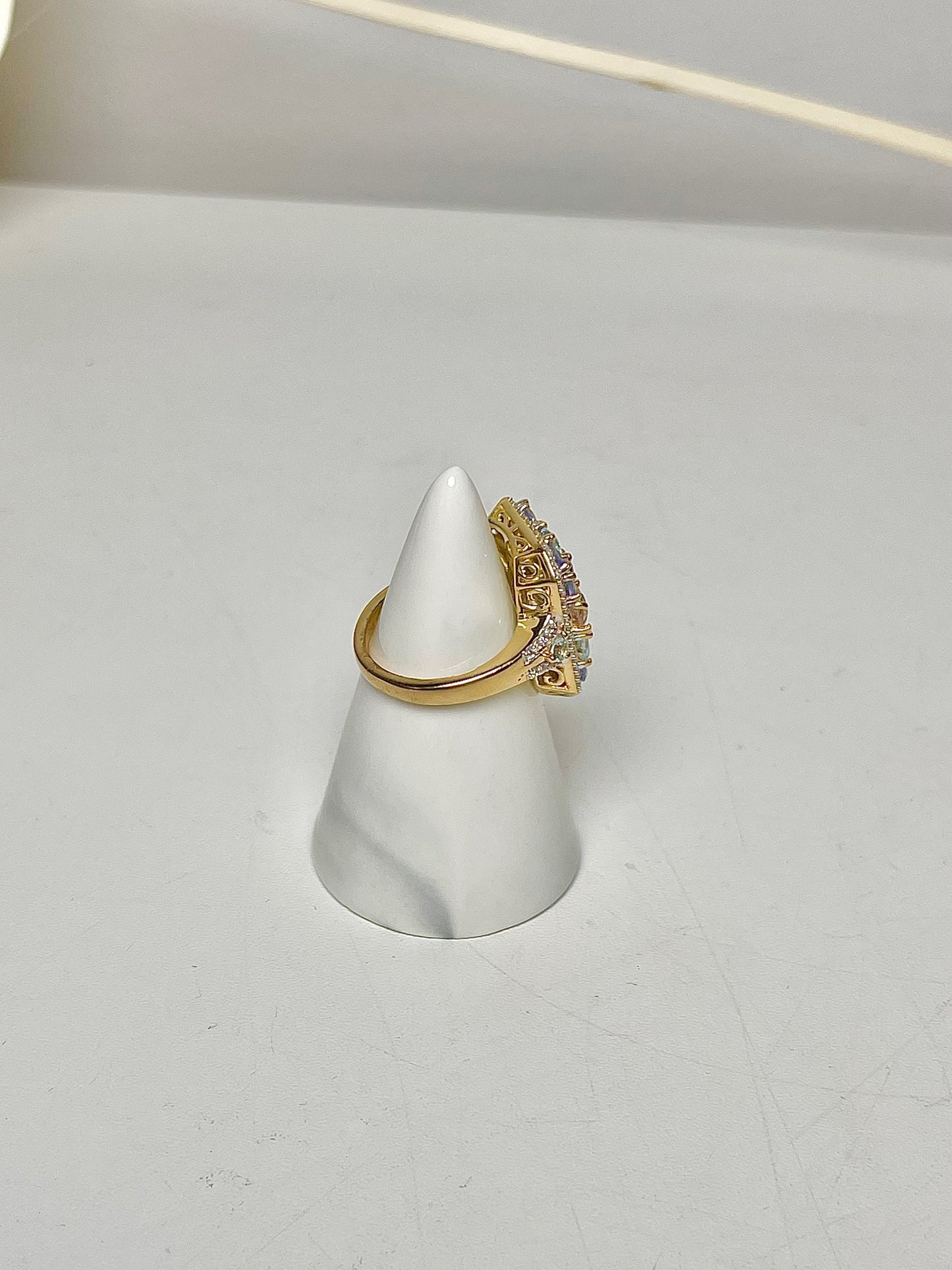 Sterling Silver Morganite, Aquamarine, Tanzanite NWT Sz 6 Ring