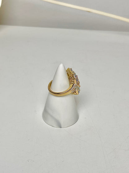 Sterling Silver Morganite, Aquamarine, Tanzanite NWT Sz 6 Ring