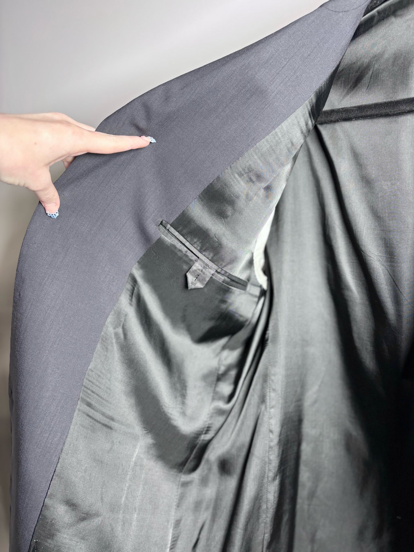 Prada Charcoal 100% Virgin Wool Solid Men's Mens Size 52R Pre-owned Blazer