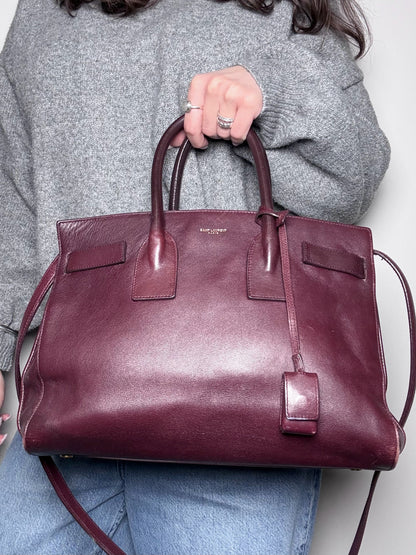 Saint Laurent Sac De Jour Burgundy Leather Iconic YSL Classic 2024 Pre-owned