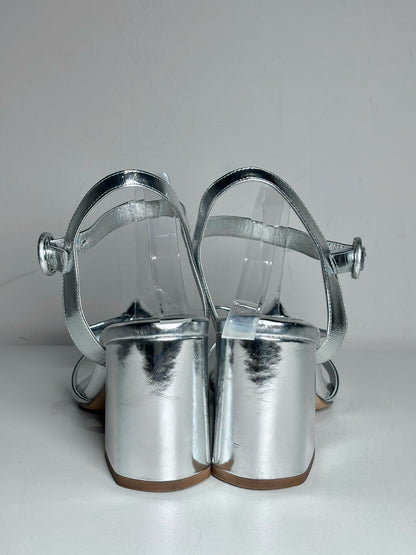 W Shoe Size 41 (10 - 10.5) Alexandre Birman Metallic Silver Leather Heels