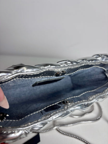 Clare V. Estelle Woven Crossbody Pre-owned Silver Purse