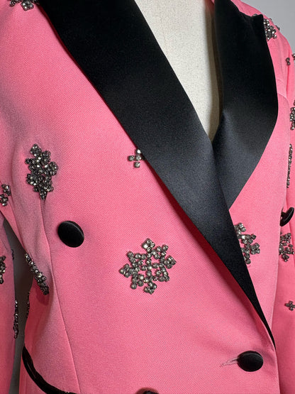 Women Size 4 L'Agence Pink Crystal Tuxedo Blazer
