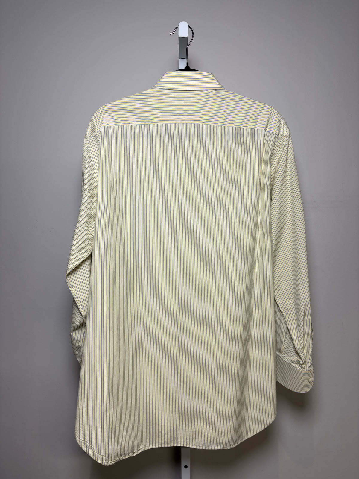 Mens Size 40 / 15 3/4 Brioni Yellow Cotton Stripe Men's Pre-Owned Dress Shirt