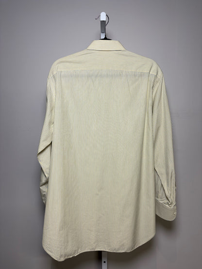 Mens Size 40 / 15 3/4 Brioni Yellow Cotton Stripe Men's Pre-Owned Dress Shirt
