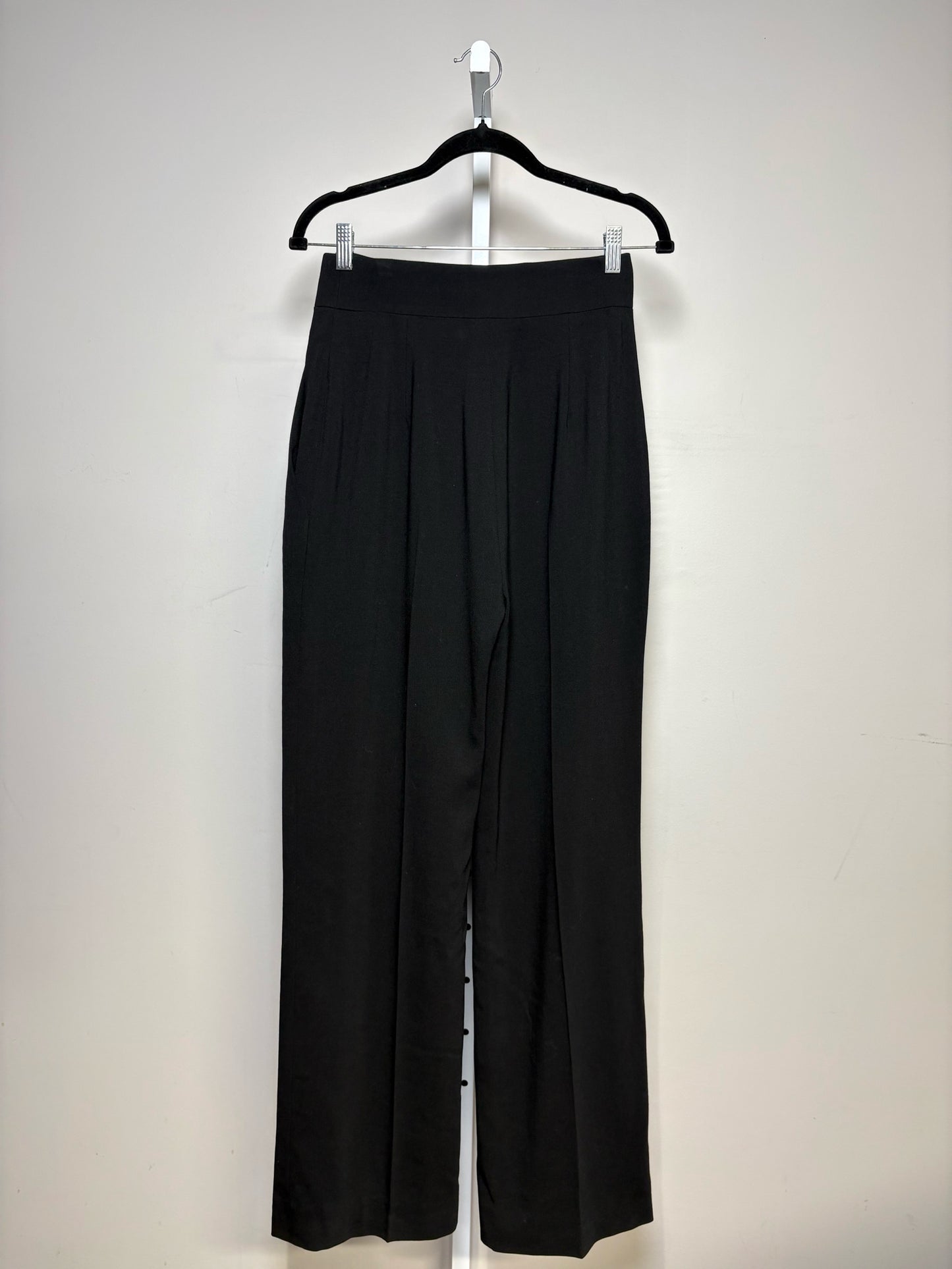 Women Size 40 Chanel Black Wide Leg Wool w/Stretch Pre-owned Vintage Pants