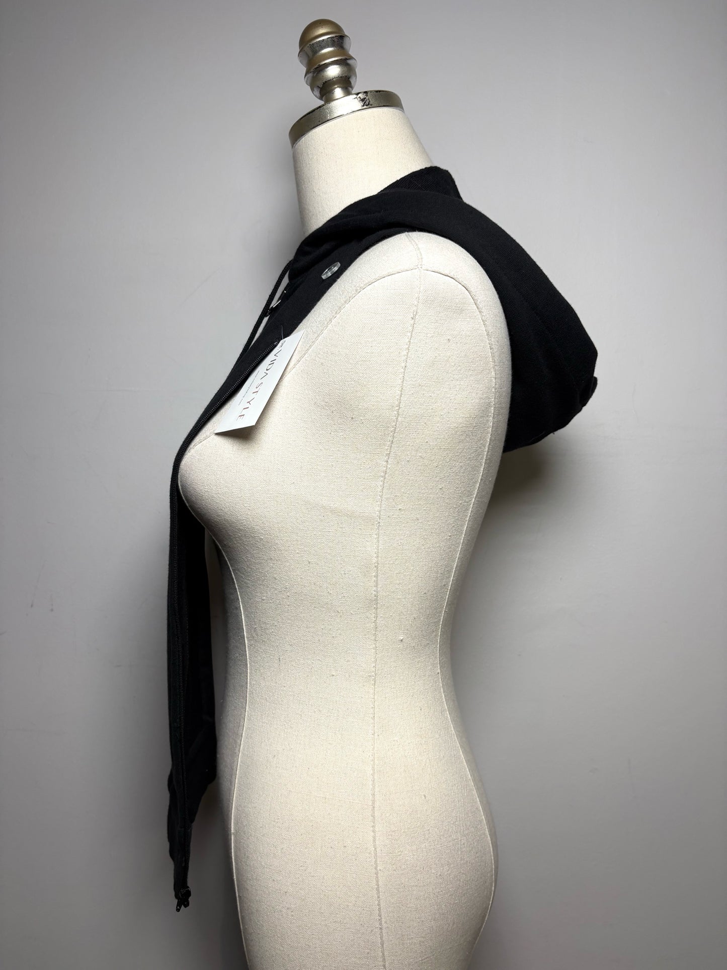 Women's One Size Veronica Beard Black Pure Cotton Hooded Pre-Owned Dickey Insert