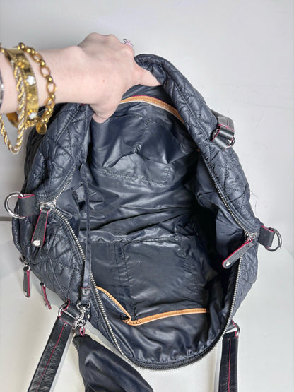 MZ Wallace Solid Nylon Pre-owned Blue Cowhide Trim Travel Tote