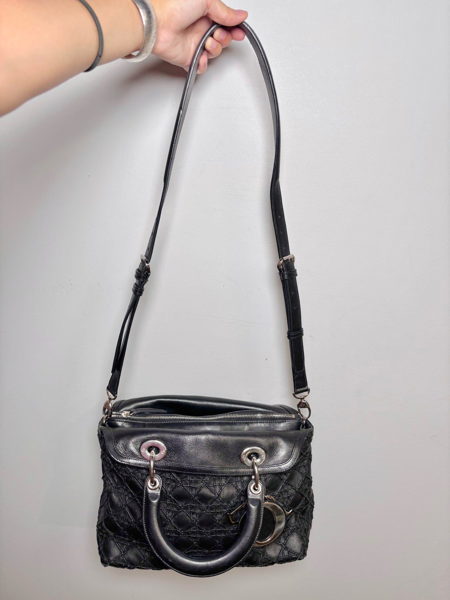 Christian Dior Cannage Stitch Granville Two Handles Satchel