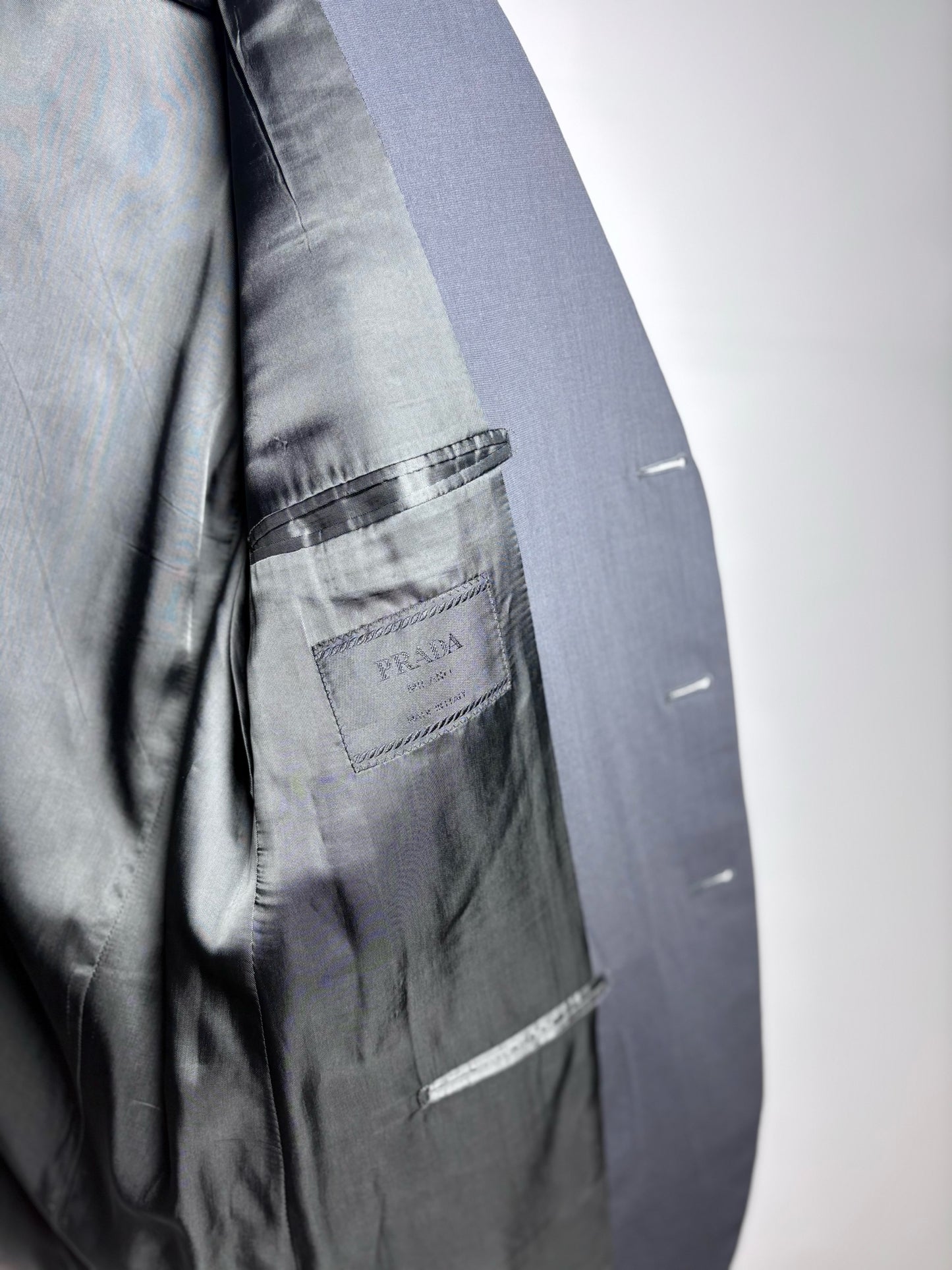Prada Charcoal 100% Virgin Wool Solid Men's Mens Size 52R Pre-owned Blazer