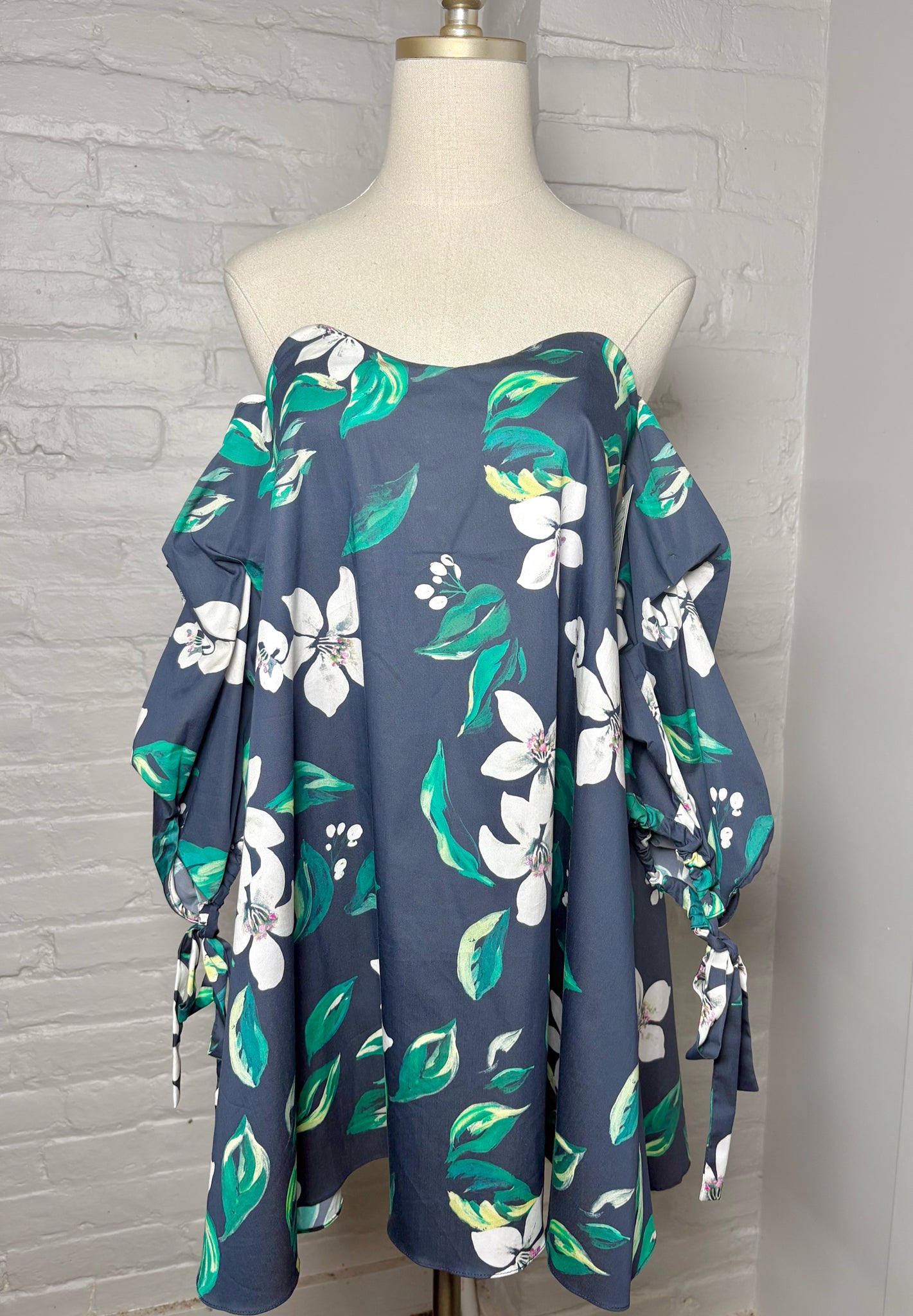 Women Size XS Caroline Constas for Intermix Blue Floral Cotton Mini Dress