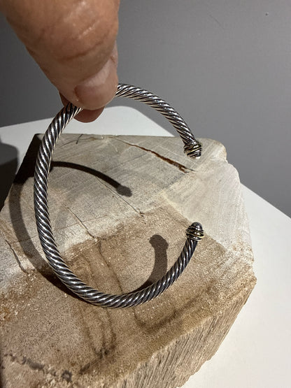 David Yurman Cable Twist 4mm Sterling Silver/18k Yellow Gold Bracelet