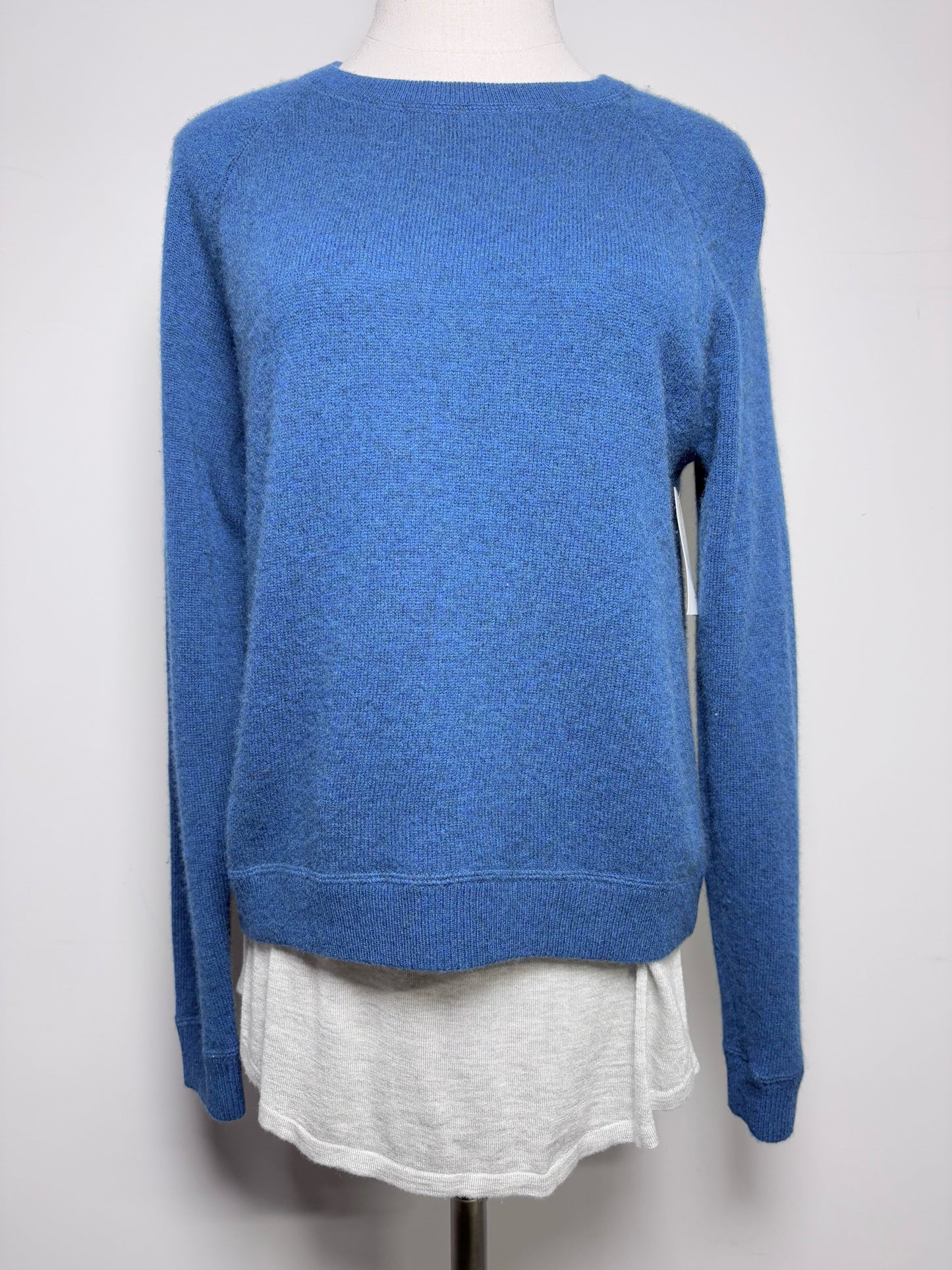 Women Size M Kokun Teal, gray Solid Cashmere Sweater