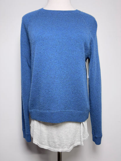 Women Size M Kokun Teal, gray Solid Cashmere Sweater