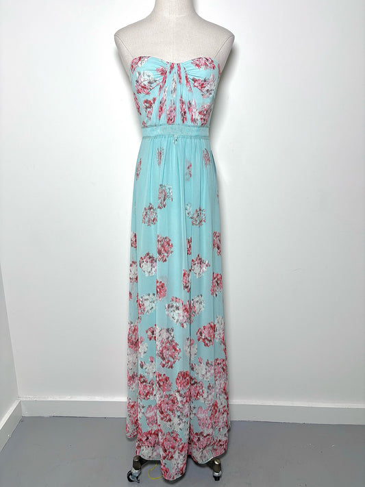 Women Size S BCBG Blue, pink Floral Polyester Dress