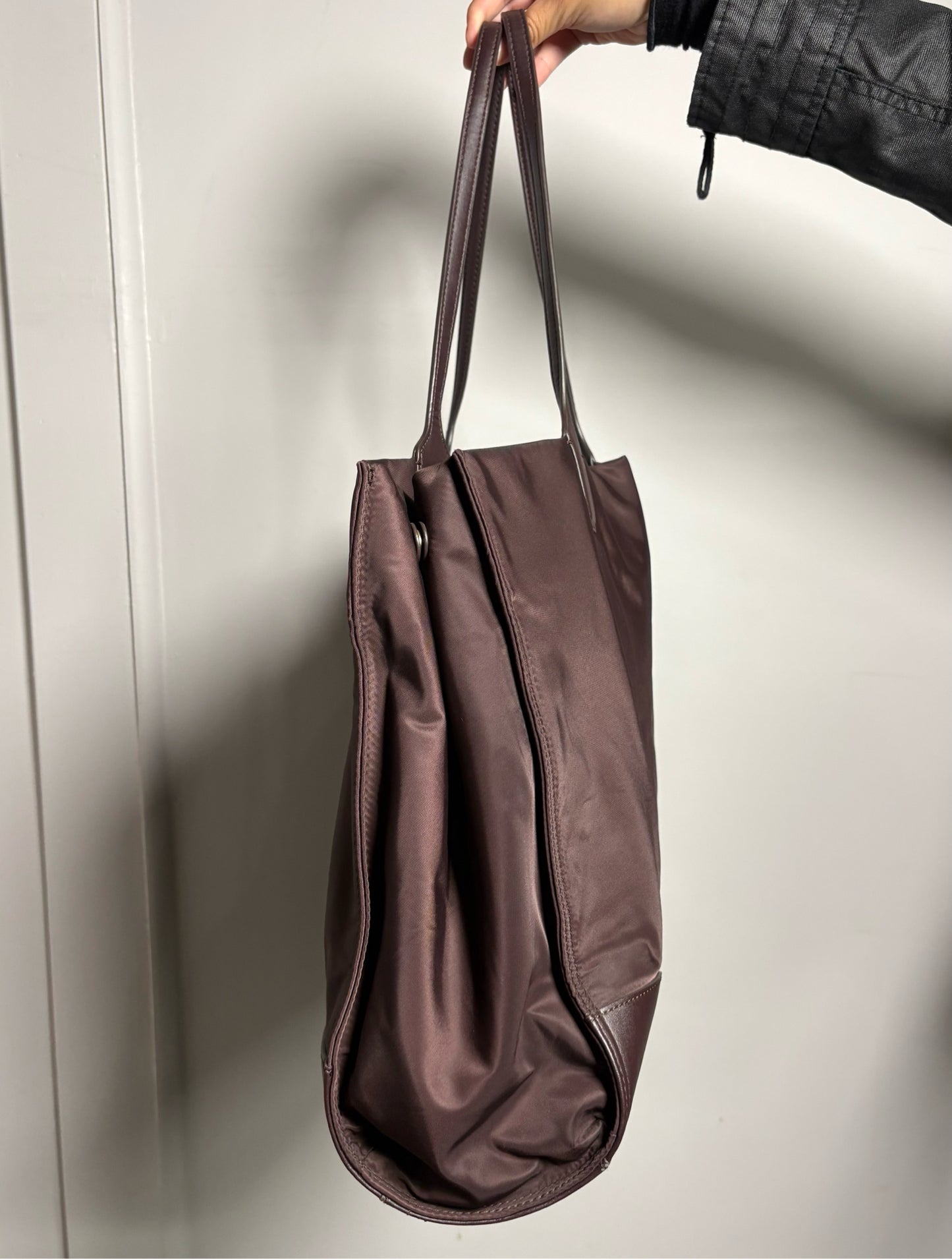 Nylon Tory Burch Solid Nylon Eggplant Large Purse