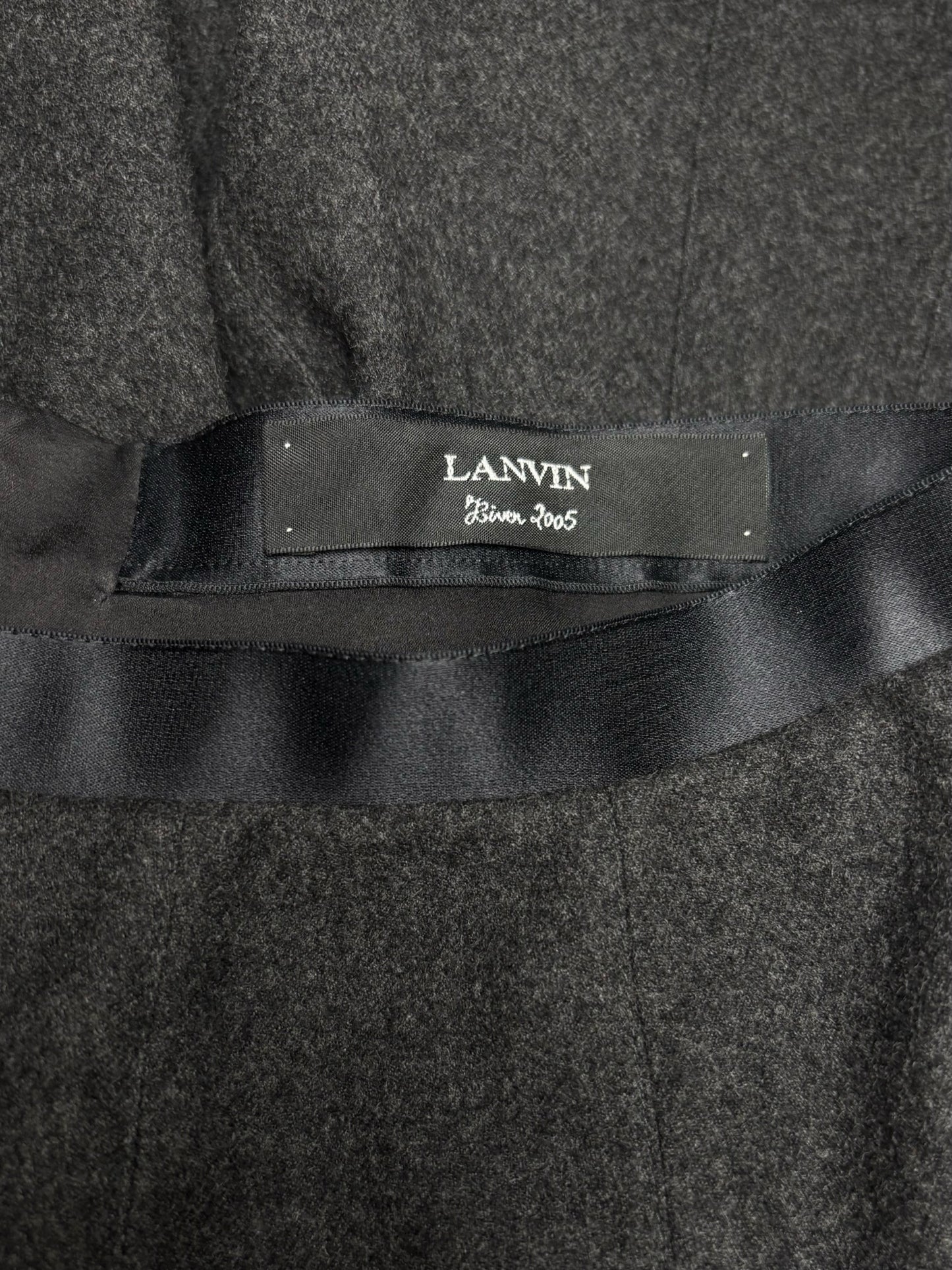 Women Size 38 French Lanvin Charcoal Wool Cashmere Vintage Pre-Owned Midi Skirt
